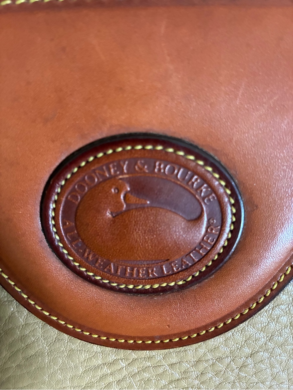 Dooney & Bourke Tan Pebble Leather Satchel with Brown Trim - Picture 11 of 16